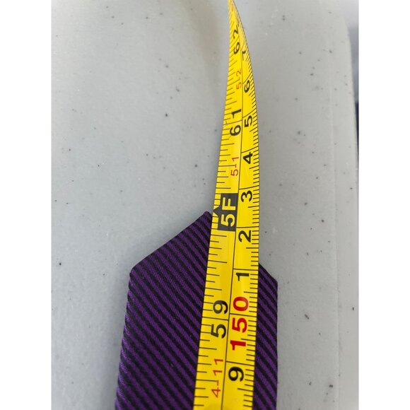 Express Silk Striped Necktie One Size Purple Black Career Formal Business Casual - Picture 4 of 6